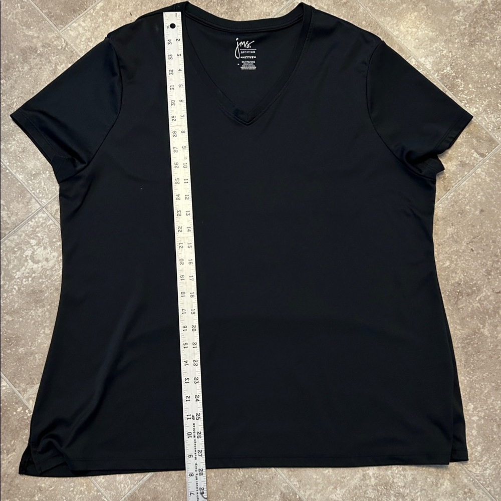 Just My Size Black V-Neck Short Sleeve Tee - Picture 4 of 4